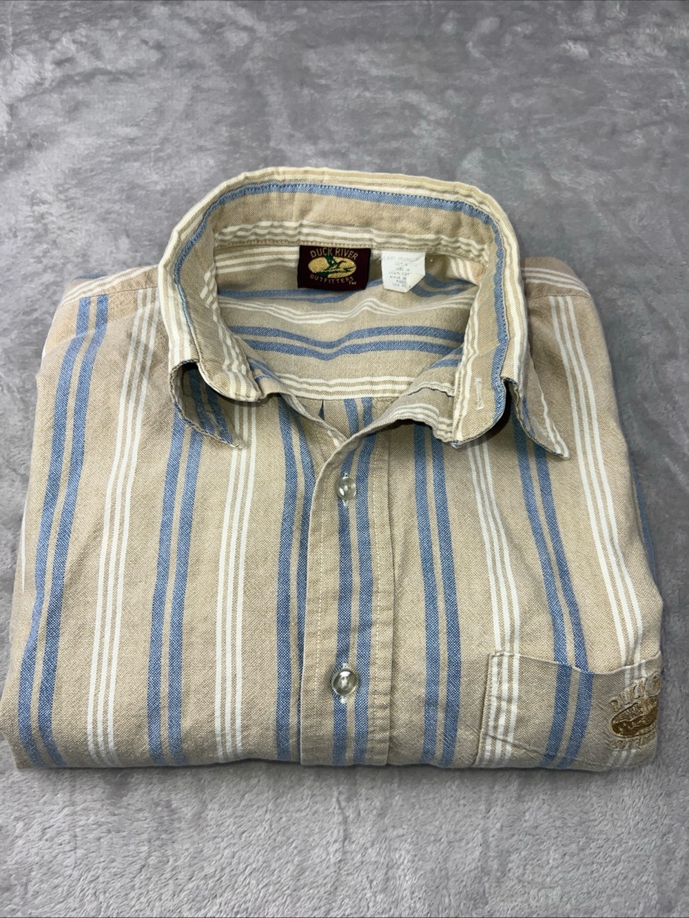 Duck River Outfitters Stripe Button Down Shirt Size M Made In USA 100% Cotton